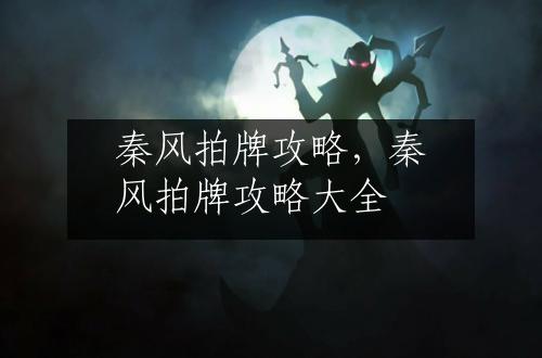 秦风拍牌攻略，秦风拍牌攻略大全