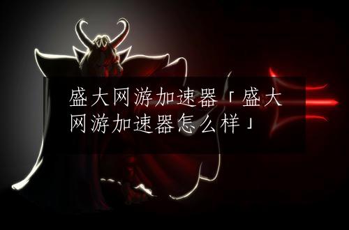 盛大网游加速器「盛大网游加速器怎么样」